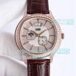 Replica Piaget Rose Gold Diamond Dual Time Zone Watch - Emperador Coussin